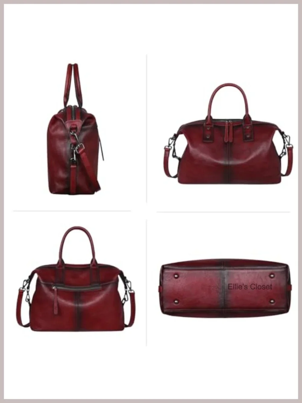 Genuine Leather Satchel Purse Handbag Shoulder Bag Tote Adjustable Strap